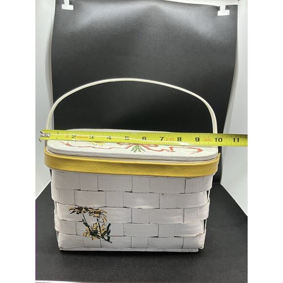 Vintage Unique Painted Purse Picnic Basket Signed Caro Nan Floral See Photos - Picture 2 of 16